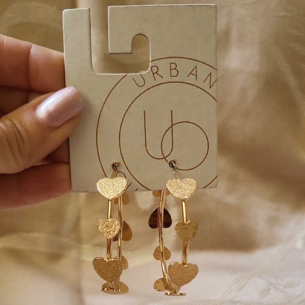 Urban Outfitters Gold Heart Hoop Earrings